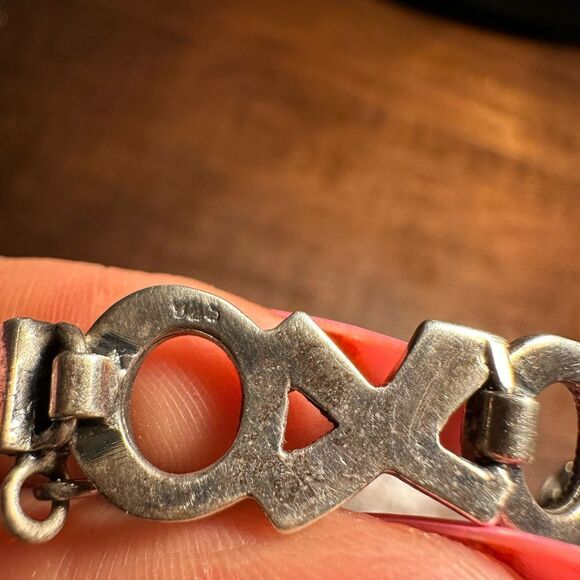 Vintage 925 Sterling Silver Handmade XOXO Bracelet X's and O's Marcasite Design - Picture 2 of 6